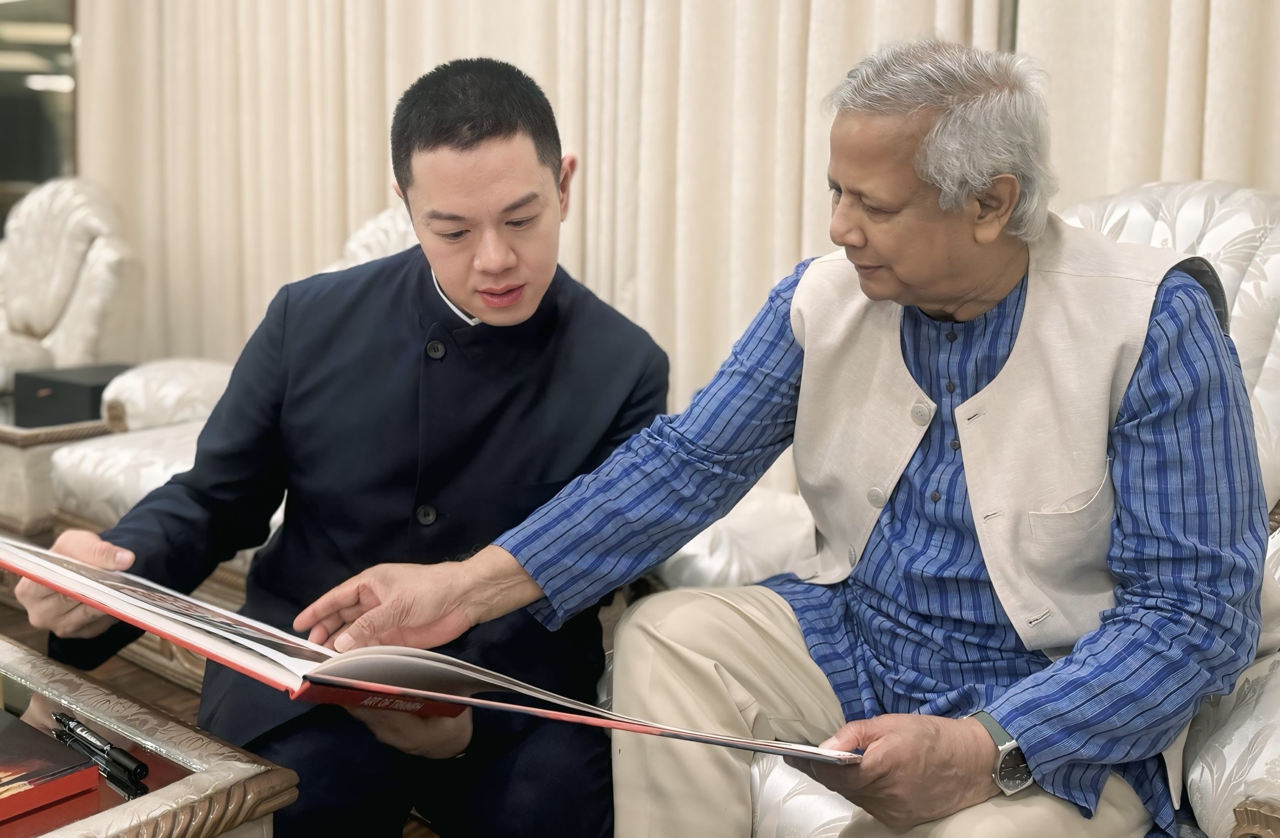 中美交流基金會總裁周建成與孟加拉國領導人暨諾貝爾獎得主尤努斯會面